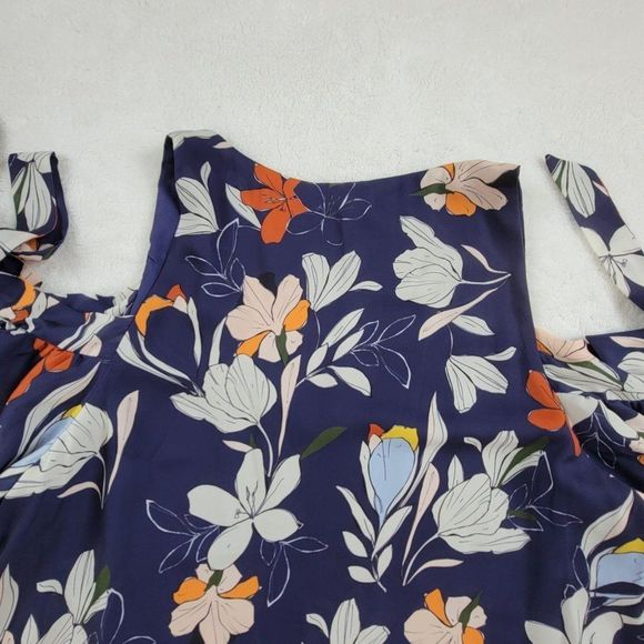 Parker Navy Floral Cold Shoulder Straps Mini Dress - Picture 9 of 14